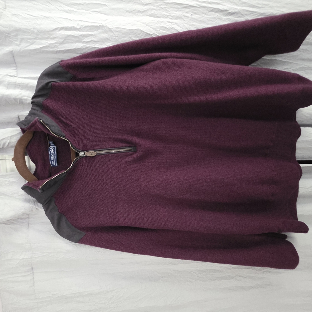 Jim Nantz Purple and Gray Quarter-Zip Sweater